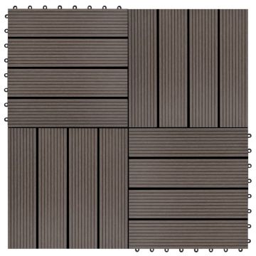 Gossi placi de pardoseala 11 buc, maro inchis, 30 x 30 cm, wpc, 1mp