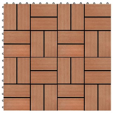 Gossi placi de pardoseala, 22 buc., culoare tec, 30x30 cm, wpc, 2 mp