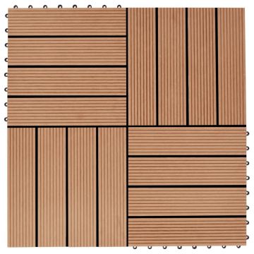 Gossi placi de pardoseala, 22 buc., culoare tec, 30x30 cm, wpc, 2 mp