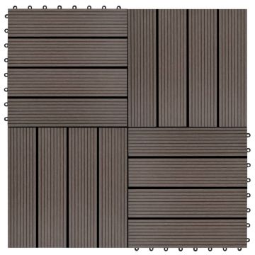 Gossi placi de pardoseala, 22 buc., maro inchis, 30x30 cm, wpc, 2 mp