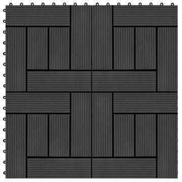 Gossi placi de pardoseala, 22 buc., negru, 30 x 30 cm, wpc, 2 mp