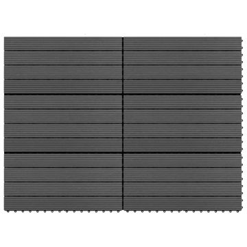 Gossi placi de pardoseala, 6 buc., negru, 60x30 cm, wpc, 1,08 m2