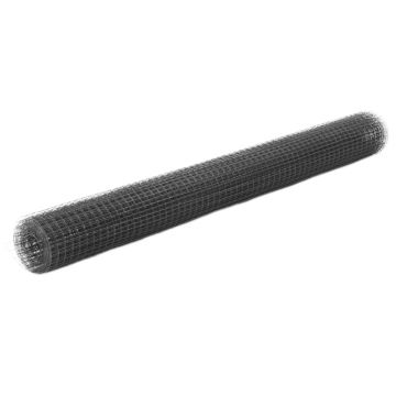 Gossi plasa de sarma gaini, gri, 10 x 1,5 m, otel cu invelis pvc
