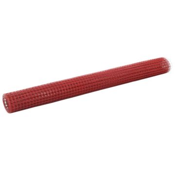 Gossi plasa de sarma gaini, rosu, 10 x 1,5 m, otel cu invelis pvc