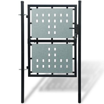 Gossi poarta de gard cu o usa, negru, 100x225 cm