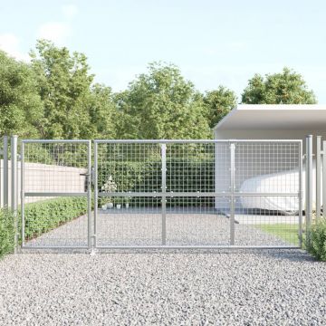 Gossi poarta de gradina din plasa argintie 350x175 cm otel galvanizat