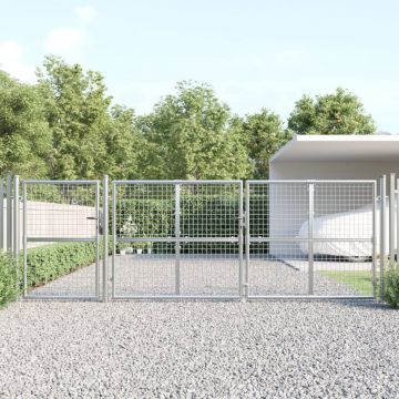 Gossi poarta de gradina din plasa argintie 400x175 cm otel galvanizat
