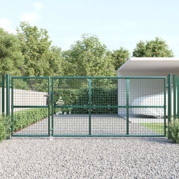 Gossi poarta de gradina din plasa, verde, 350x175 cm, otel galvanizat