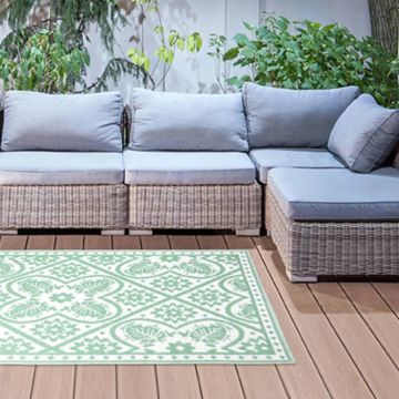 Esschert design covor de exterior, verde si alb, 182x122 cm, dale