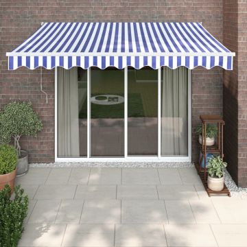 Gossi copertina retractabila albastru/alb, 3,5x2,5 m, textil/aluminiu