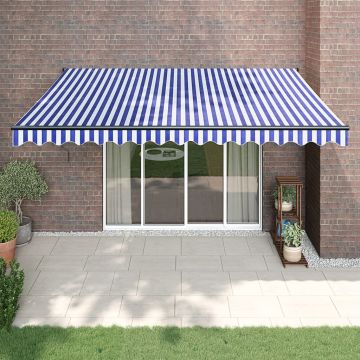 Gossi copertina retractabila albastru/alb, 4,5x3 m, textil/aluminiu