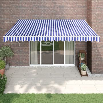 Gossi copertina retractabila albastru/alb, 4x3 m, textil/aluminiu