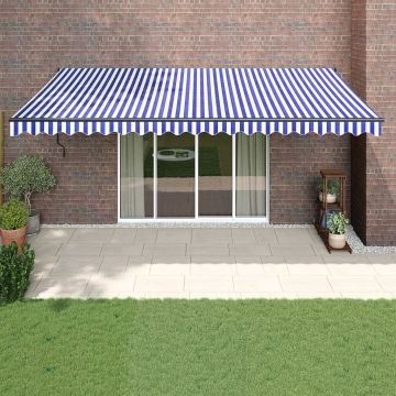 Gossi copertina retractabila albastru/alb, 5x3 m, textil/aluminiu