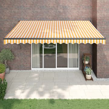 Gossi copertina retractabila, galben/alb, 4,5x3 m, textil/aluminiu