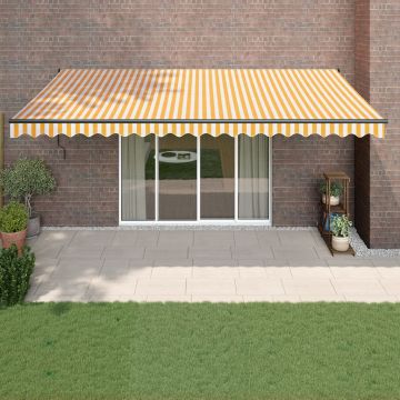 Gossi copertina retractabila, galben/alb, 5x3 m, textil/aluminiu