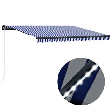 Gossi copertina retractabila manual cu led, albastru/alb, 450x300 cm