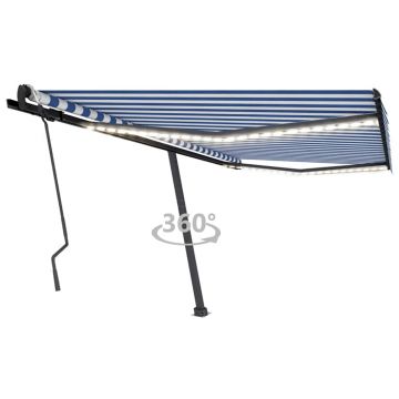 Gossi copertina retractabila manual cu led, albastru&alb, 450x300 cm