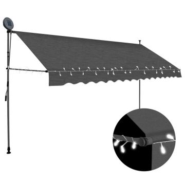 Gossi copertina retractabila manual cu led, antracit, 350 cm