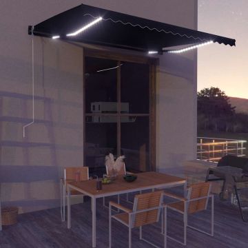 Gossi copertina retractabila manual cu led, antracit, 450 x 300 cm