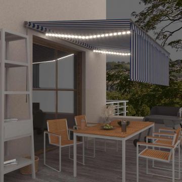 Gossi copertina retractabila manual cu stor&led, albastru&alb, 4,5x3m