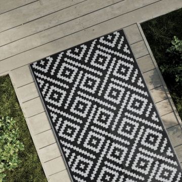 Gossi covor de exterior, arakil alb si negru, 80x150 cm, pp
