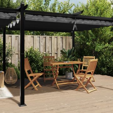 Gossi foisor de gradina, acoperis retractabil antracit 3x6 m aluminiu