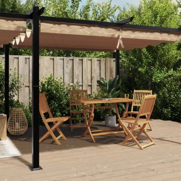 Gossi foisor de gradina acoperis retractabil gri taupe 3x6 m aluminiu