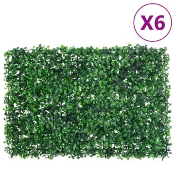  Gossi gard din frunze de arbust artificiale, 6 buc., verde, 40x60 cm