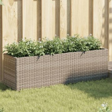 Gossi jardiniera de gradina cu 3 ghivece gri 105x30x32 cm poliratan