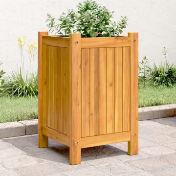 Gossi jardiniera de gradina cu captuseala, 31x31x50 cm, lemn acacia