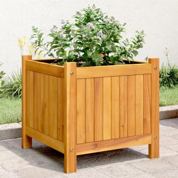 Gossi jardiniera de gradina cu captuseala, 42x42x40 cm, lemn acacia