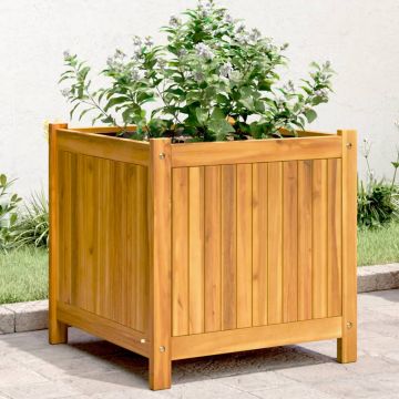 Gossi jardiniera de gradina cu captuseala, 50x50x50 cm, lemn acacia