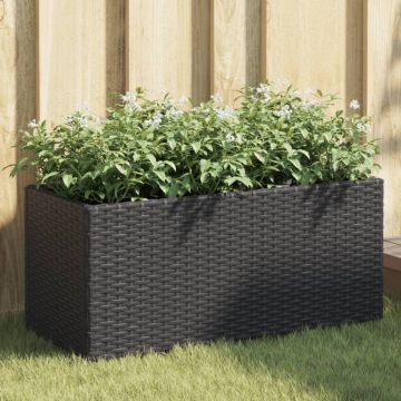 Gossi jardiniera gradina cu 2 ghivece, negru, 72x30x32 cm poliratan