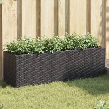 Gossi jardiniera gradina cu 3 ghivece, negru, 105x30x32 cm poliratan