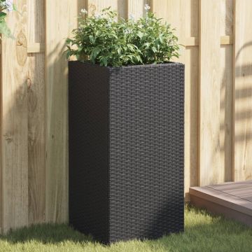 Gossi jardiniere de gradina, 2 buc., negru, 40x40x80 cm, poliratan