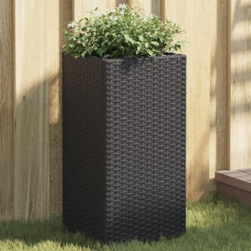 Gossi jardiniere gradina, 2 buc., negru, 30x30x60 cm, poliratan