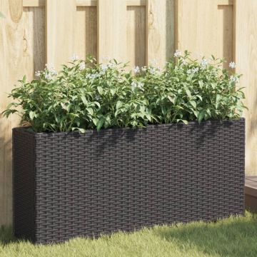 Gossi jardiniere gradina 2 ghivece 2 buc. negru 90x20x40 cm poliratan