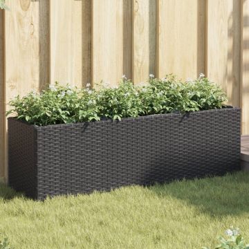 Gossi jardiniere gradina 3 ghivece 2 buc. negru 105x30x32cm poliratan