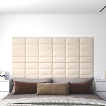 Gossi panouri de perete, 12 buc., crem, 30x15 cm, catifea, 0,54 m2