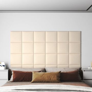 Gossi panouri de perete 12 buc. crem 30x30 cm catifea 1,08 m2