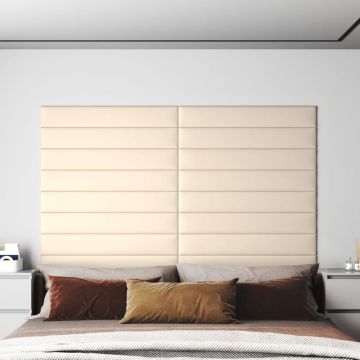Gossi panouri de perete 12 buc. crem 90x15 cm catifea 1,62 m2