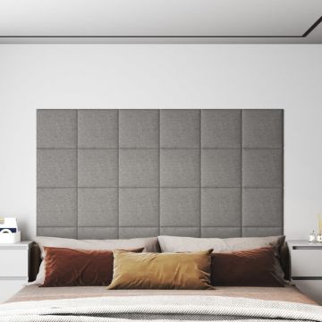 Gossi panouri de perete 12 buc. gri deschis 30x30 cm textil 1,08 m2