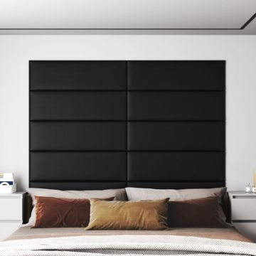 Gossi panouri de perete 12 buc. negru, 90x30 cm, piele eco 3,24 m2