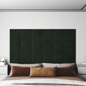Gossi panouri de perete 12 buc. verde inchis 30x30 cm catifea 1,08 m2