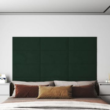 Gossi panouri de perete 12 buc. verde inchis 60x30 cm catifea 2,16 m2