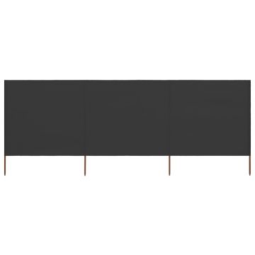 Gossi paravan anti-vant cu 3 panouri, antracit, 400 x 80 cm, textil