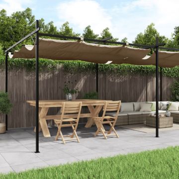 Gossi pergola cu acoperis retractabil, gri taupe, 589x292x230 cm