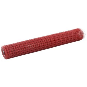 Gossi plasa de sarma gaini, rosu, 10 x 1 m, otel cu invelis pvc