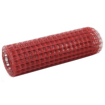 Gossi plasa de sarma gaini, rosu, 25 x 0,5 m, otel cu invelis pvc