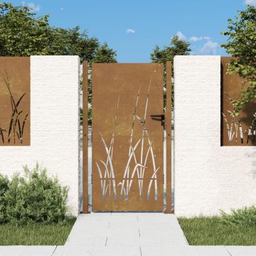 Gossi poarta pentru gradina, 105x205 cm, otel corten, model iarba
